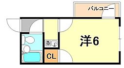 シャインエイト 1Kの間取図画像