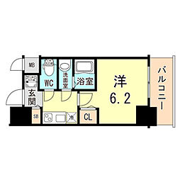 ファステート神戸コンチェール 1Kの間取図画像