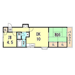 ビラ名谷D 2DKの間取図画像