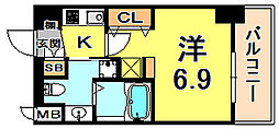 エステムコート三宮駅前3マジェスティ 1Kの間取図画像