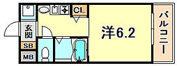 エステムコート神戸ハーバーランド前3コスタリティ 1Kの間取図画像