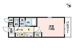 GLAハート板宿 1Kの間取図画像