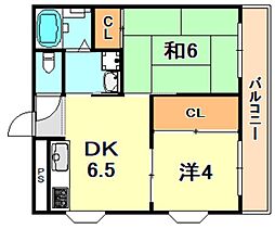 メゾン・ド・ルミエール妙法寺 2DKの間取図画像