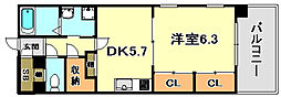アーバンヴィレッジ兵庫エスタシオン 1DKの間取図画像