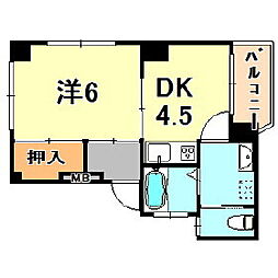品川第6マンション 1DKの間取図画像