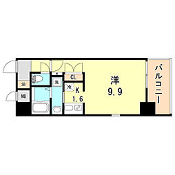 エスライズ新神戸 ワンルームの間取図画像