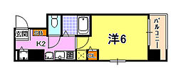 プレサンス三宮東アルバーナ ワンルームの間取図画像
