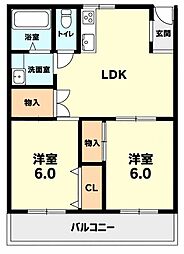 清山荘 2LDKの間取図画像