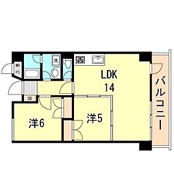 HKマンション 2LDKの間取図画像