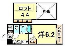 エステムコート三宮EASTポルトマーレ 1Kの間取図画像