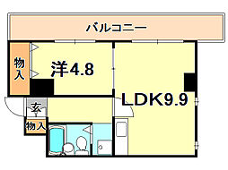 クラウンビルレジオン三宮 1LDKの間取図画像