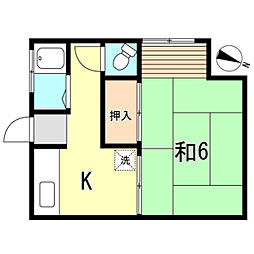 天神町ハイツ 1Kの間取図画像