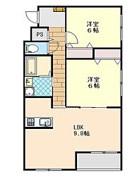Alivio22花沢 2LDKの間取図画像