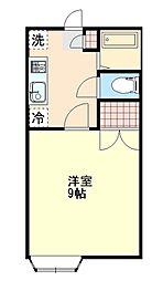 エルミタージュ2 1Kの間取図画像