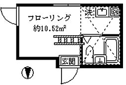 ライフピアカリーナ 2階ワンルームの間取り
