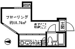 パールハウス 1階ワンルームの間取り