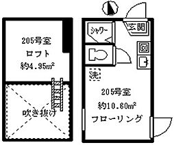 ソフィアカーニバル 2階ワンルームの間取り