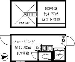 ティ・アーモタルト 103 1階ワンルームの間取り
