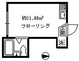 ライフピア東中野A ワンルームの間取図画像