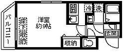 プレール・ドゥーク東新宿2 ワンルームの間取図画像