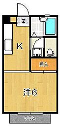 メゾンオクツB 1Kの間取図画像