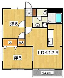 グリーンハイツ 2LDKの間取図画像