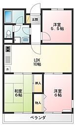 クレストヒル 3階3LDKの間取り
