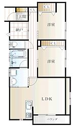 CA.SA七海B 2SLDKの間取図画像