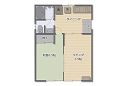 エクセレンス富田 2DKの間取図画像