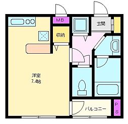 アフルエンス 1Kの間取図画像