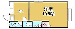 コーポ山口 1DKの間取図画像