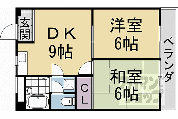 ピエススイス 202｜京都府京都市左京区上高野薩田町(賃貸マンション2DK・2階・41.76㎡)の写真 その2