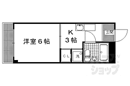ランドハウス洛北 1階1Kの間取り