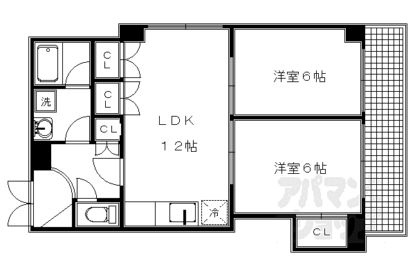 京都府京都市上京区大宮通下立売下ル菱屋町(賃貸マンション2LDK・2階・40.58㎡)の写真 その2