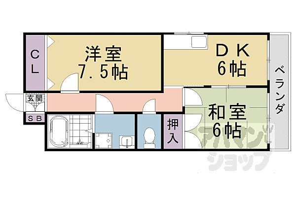 グリーンピアＯＭＫ 305｜京都府京都市左京区岩倉忠在地町(賃貸マンション2DK・3階・50.00㎡)の写真 その2