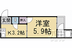 みやこハウス 1Kの間取図画像