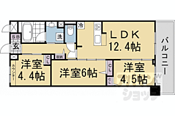 ＴＨＥ　ＲＥＳＩＤＥＮＣＥ　北白川 1階3LDKの間取り
