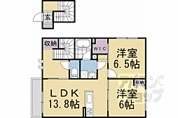 シャーメゾン・リヴィエール　ブランシュドゥノール 2階2LDKの間取り