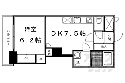 京都市営烏丸線 今出川駅 徒歩13分の賃貸マンション 6階1DKの間取り