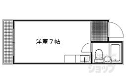 京福電気鉄道北野線 北野白梅町駅 徒歩15分の賃貸マンション 5階1Kの間取り