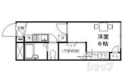 京都市営烏丸線 北大路駅 徒歩29分の賃貸アパート 2階1Kの間取り