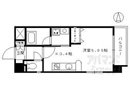 阪急京都本線 大宮駅 徒歩8分の賃貸マンション 6階1Kの間取り