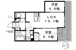 ＣＵＲＩＯＪＩＴＥ　ＯＫＡＺＡＫＩ 1階2LDKの間取り