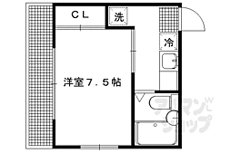 ロイヤルハイツ一乗寺 1階1Kの間取り
