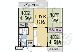 東大路高野第1住宅3棟 5階3LDKの間取り