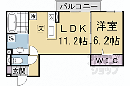 京都市営烏丸線 北山駅 徒歩8分の賃貸アパート 1階1LDKの間取り