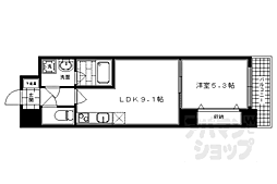 京都市営烏丸線 烏丸御池駅 徒歩8分の賃貸マンション 1階1LDKの間取り
