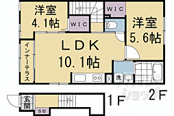 Ｃａｍｅｒａ幡枝 2階2LDKの間取り