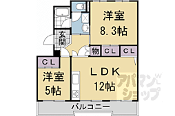 東大路高野第3住宅32棟 403 4階2LDKの間取り