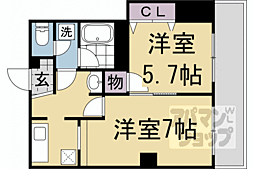 志津屋ハイツ 2階2Kの間取り